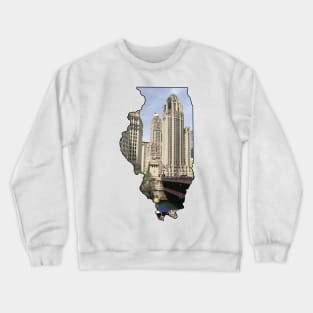 Illinois State Outline (Downtown Chicago) Crewneck Sweatshirt